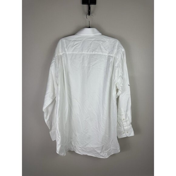 David Donahue Men’s 18 34/35 White Cotton Regular Fit Dress Shirt Formal Office - Picture 12 of 12